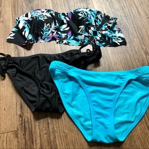Black and blue floral bikini
